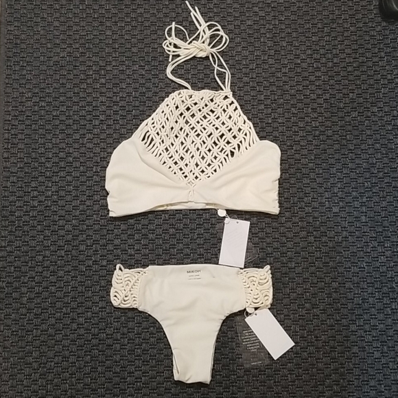 💕MIKOH💕 Macrame Woven Bikini Set ~ Bone XL NWT - Picture 14 of 16